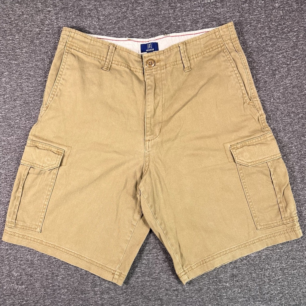 George‎ Cargo Shorts Mens 30 Brown Tan Kahki Hiking Camping Utility, Fits 30.5x9